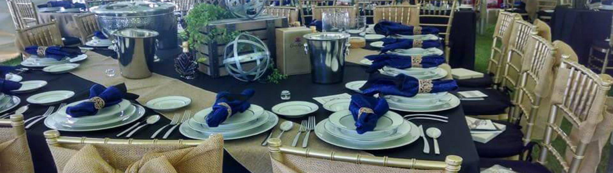 Table settings and dishware for large events.